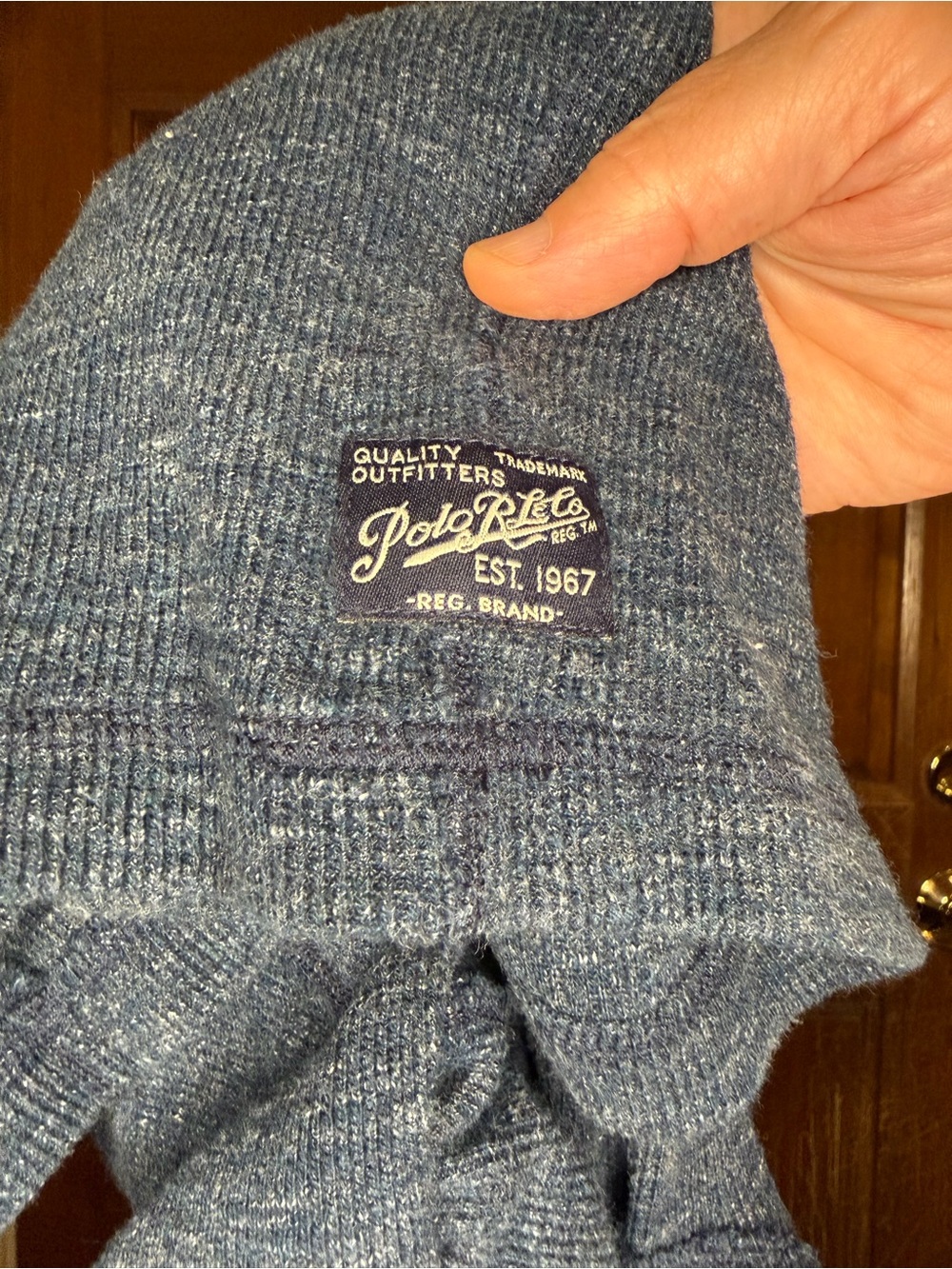 Polo Ralph Lauren Blue Waffle Knit Thermal Long Sleeve Shirt Size M - Picture 4 of 4